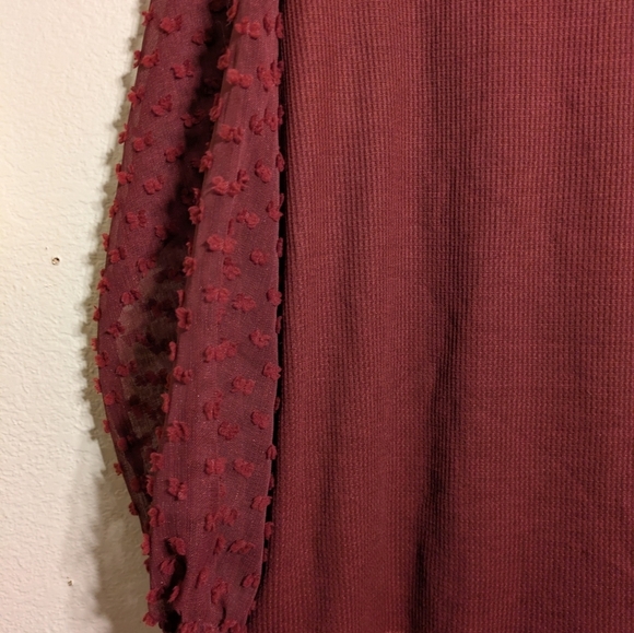 Miholl Sheer Sleeve Burgundy Blouse XXL Nwt - Picture 3 of 7